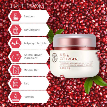 The Face Shop Pomegranate & Collagen Face Cream With 10% Marine Collagen & Pomegranate Extracts | Day & Night Cream to smooth wrinkles & give intense moisturization | Suitable For All Skin Types, 100Ml